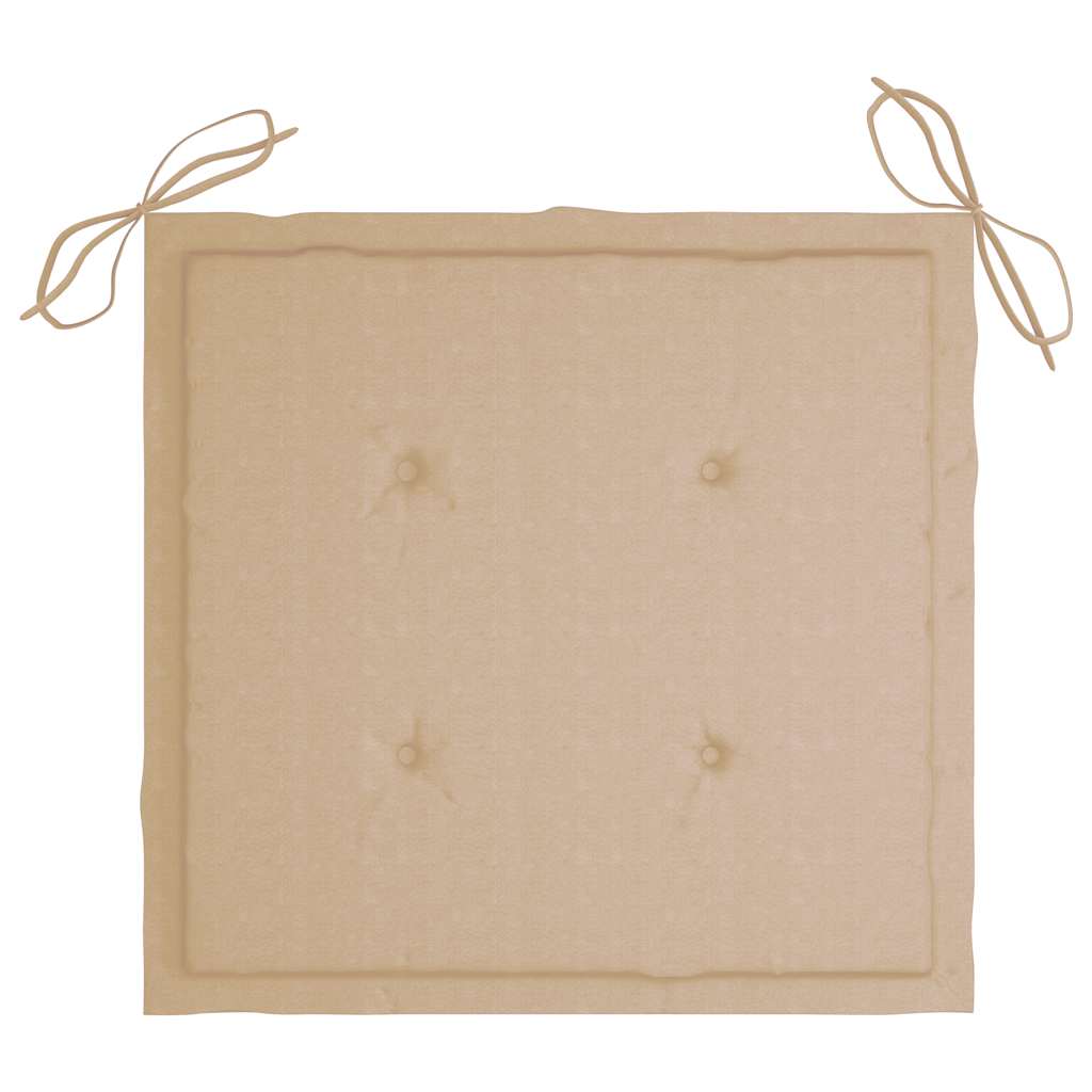 Gartenstühle mit Beige Kissen 4 Stk. Massivholz Teak