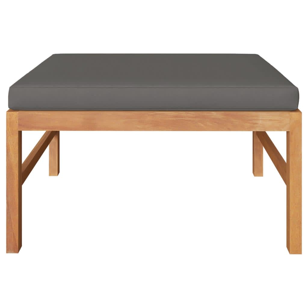 Fußhocker mit Dunkelgrauer Auflage Massivholz Teak