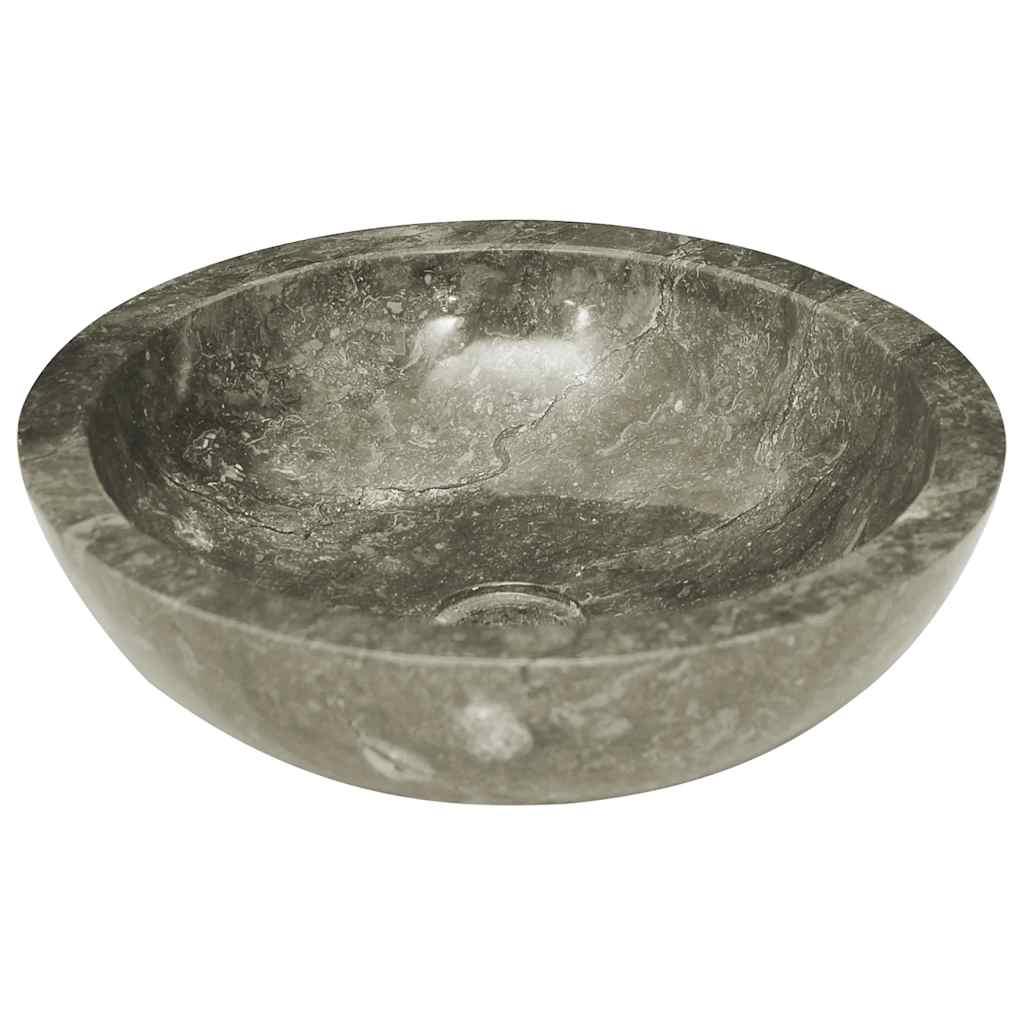 Waschbecken Grau Ø40x12 cm Marmor