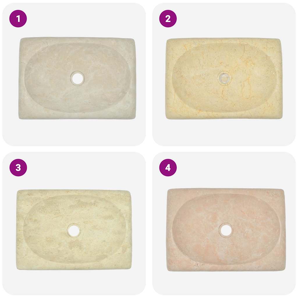 Waschbecken Creme 50x35x10 cm Marmor