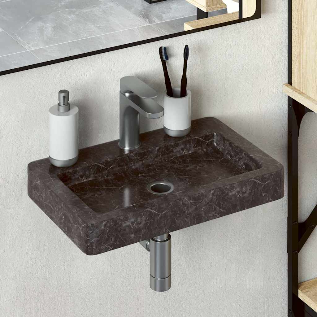 Wandwaschbecken Schwarz 38x24x6,5 cm Marmor
