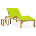 Garten-Sonnenliege mit Tisch und Auflage Kiefer Imprägniert