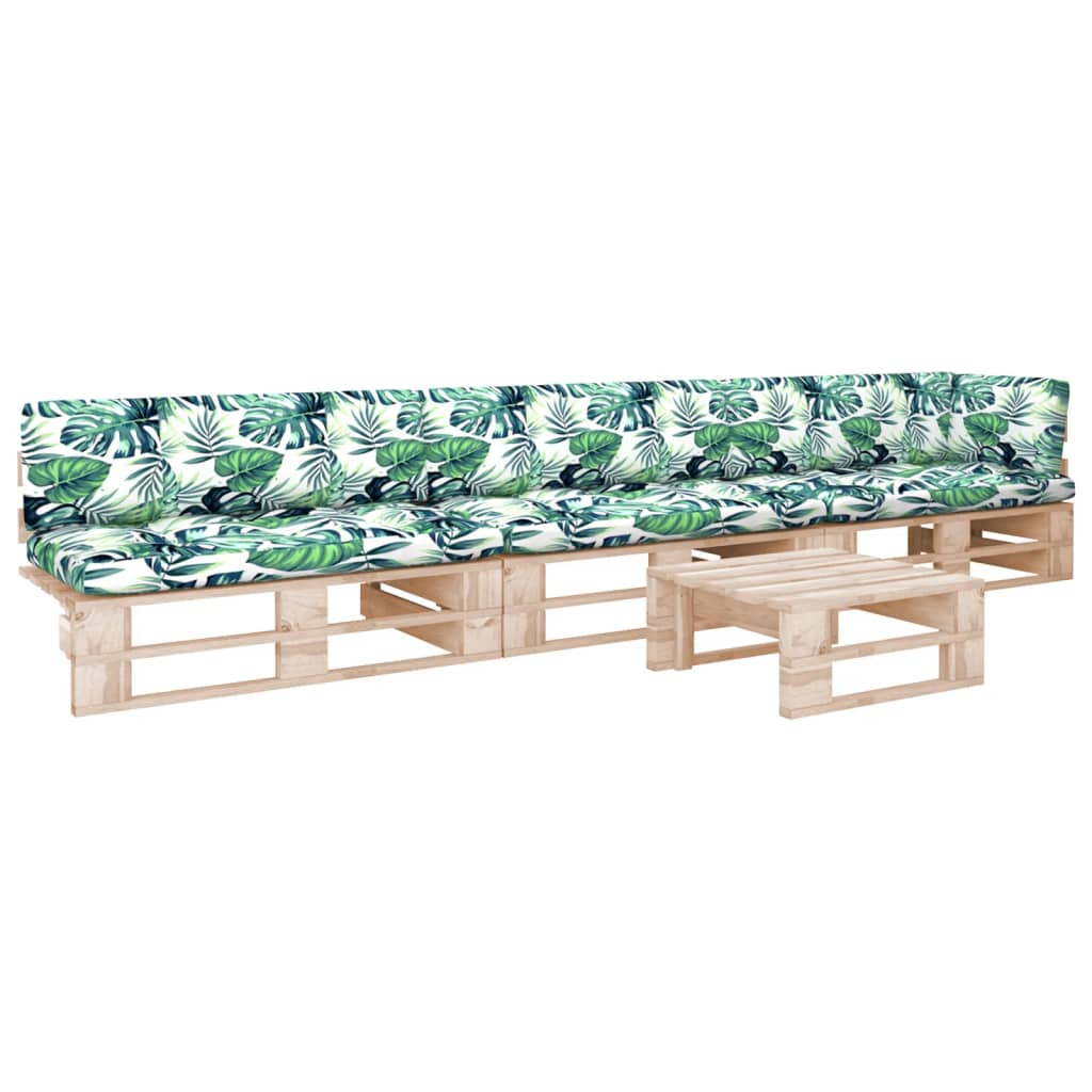 4-tlg. Paletten-Lounge-Set mit Kissen Imprägniertes Kiefernholz