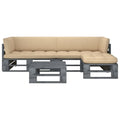 4-tlg. Paletten-Lounge-Set Grau Imprägniertes Kiefernholz