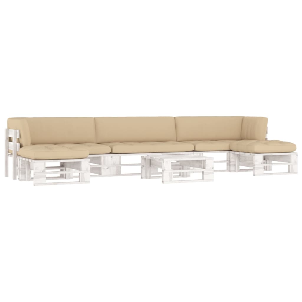 6-tlg. Paletten-Lounge-Set Weiß Imprägniertes Kiefernholz