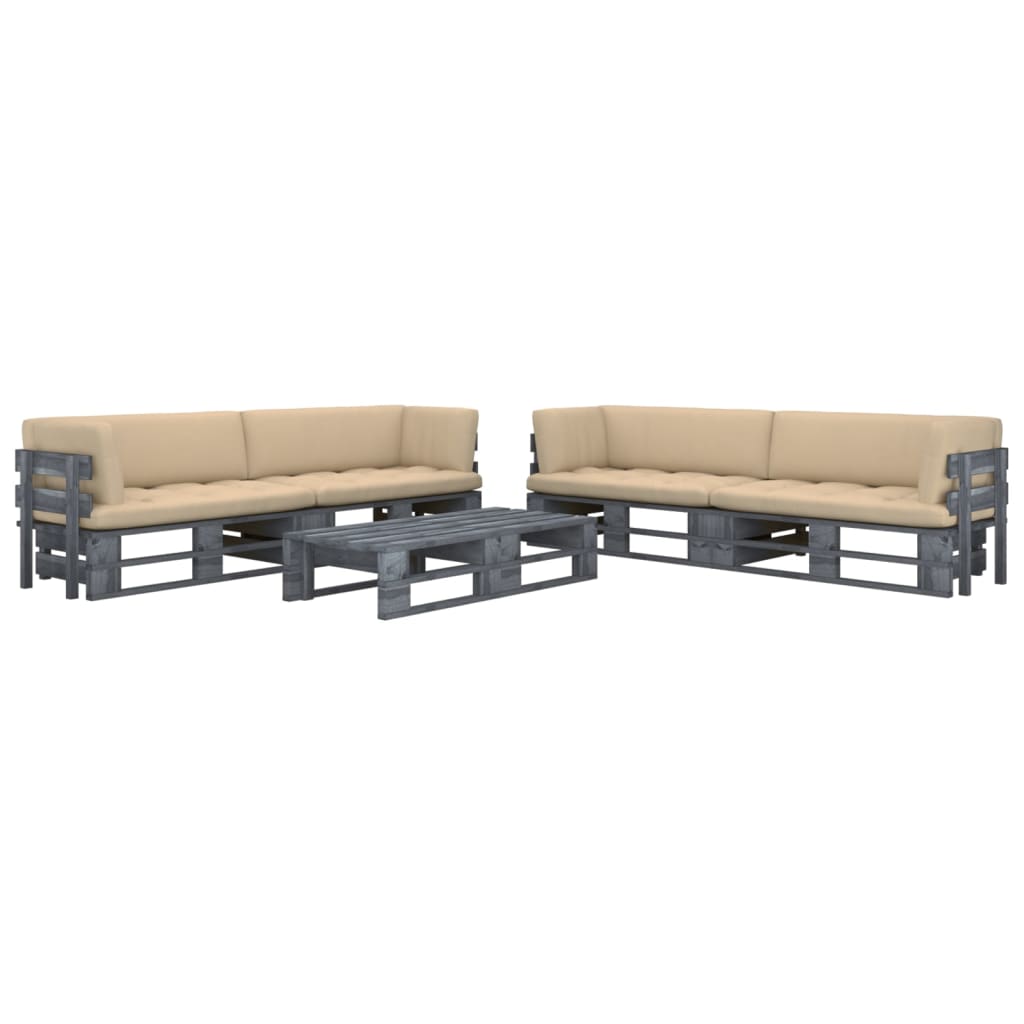 6-tlg. Paletten-Lounge-Set Grau Imprägniertes Kiefernholz