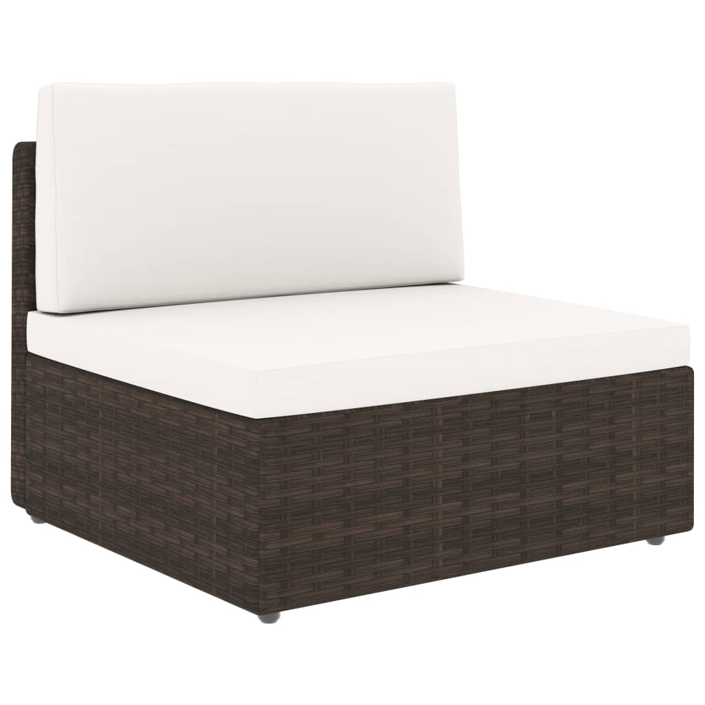 5-tlg. Garten-Lounge-Set mit Kissen Braun Poly Rattan