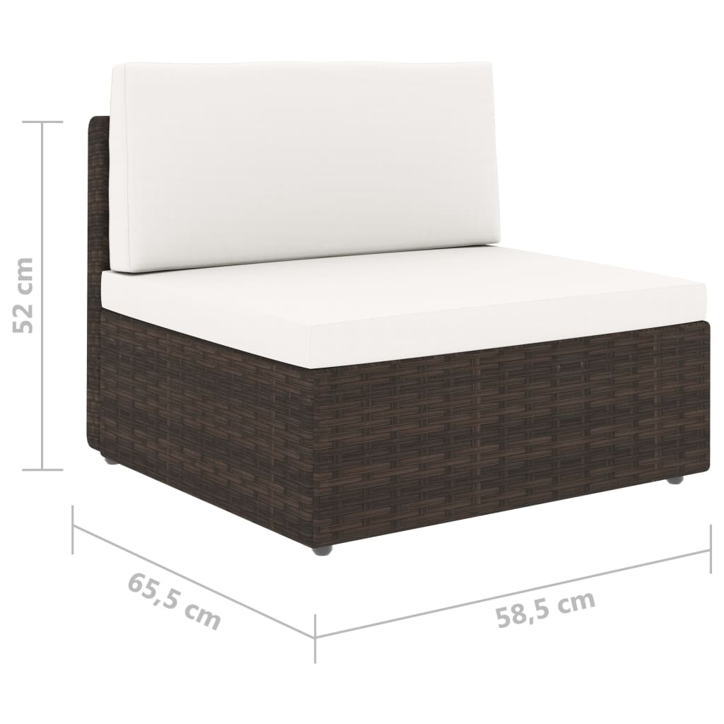 5-tlg. Garten-Lounge-Set mit Kissen Braun Poly Rattan