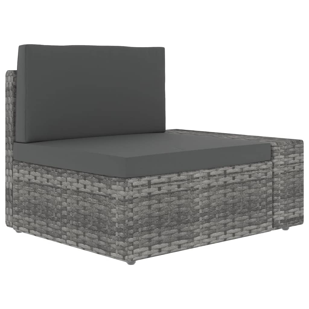 4-tlg. Garten-Lounge-Set mit Kissen Grau Poly Rattan