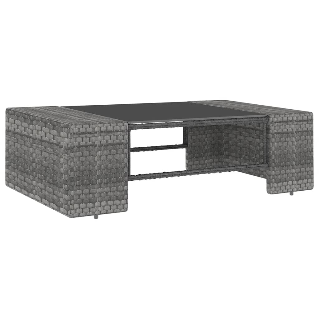 5-tlg. Garten-Lounge-Set mit Kissen Grau Poly Rattan