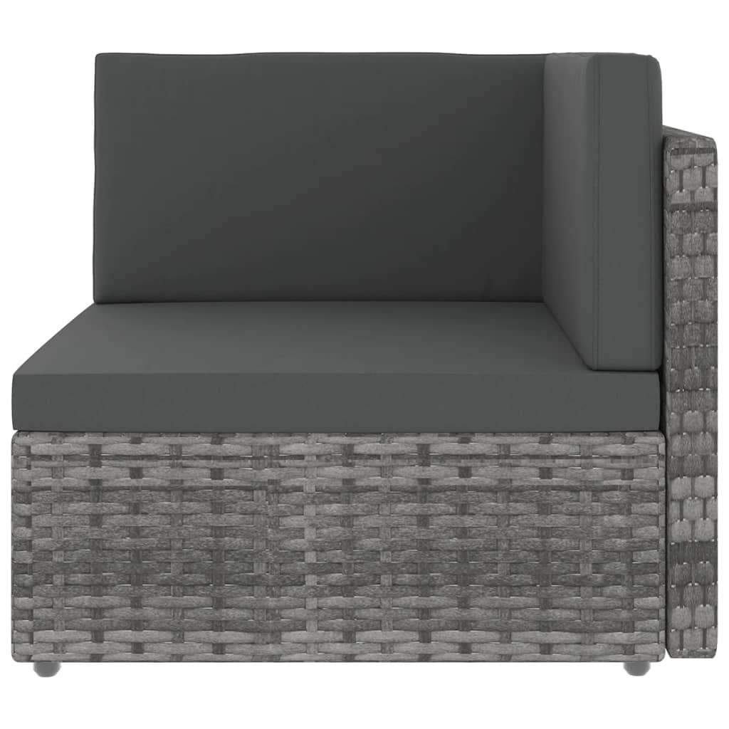 8-tlg. Garten-Lounge-Set mit Kissen Grau Poly Rattan