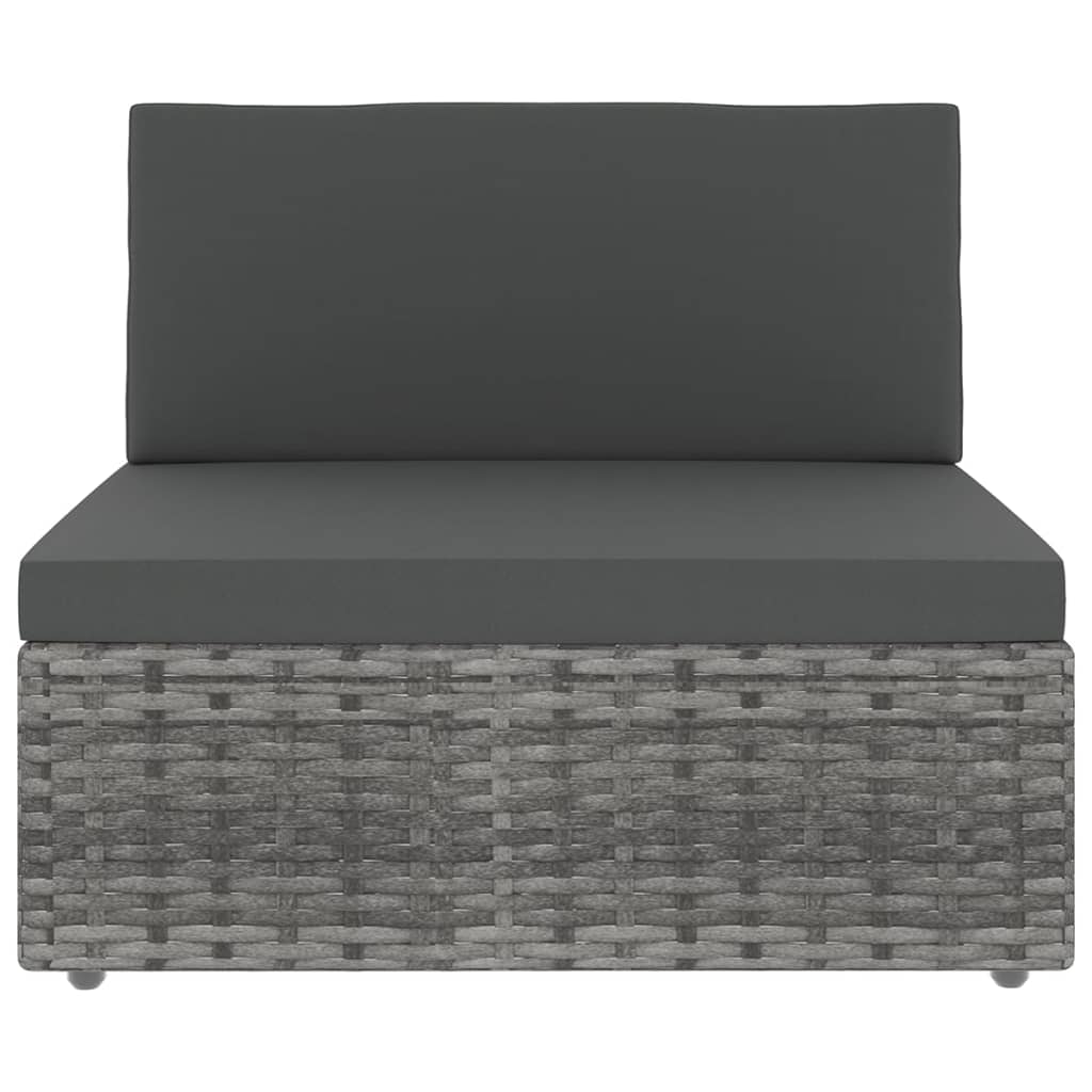 12-tlg. Garten-Lounge-Set mit Kissen Grau Poly Rattan