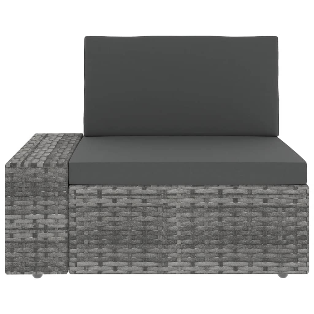5-tlg. Garten-Lounge-Set mit Kissen Grau Poly Rattan
