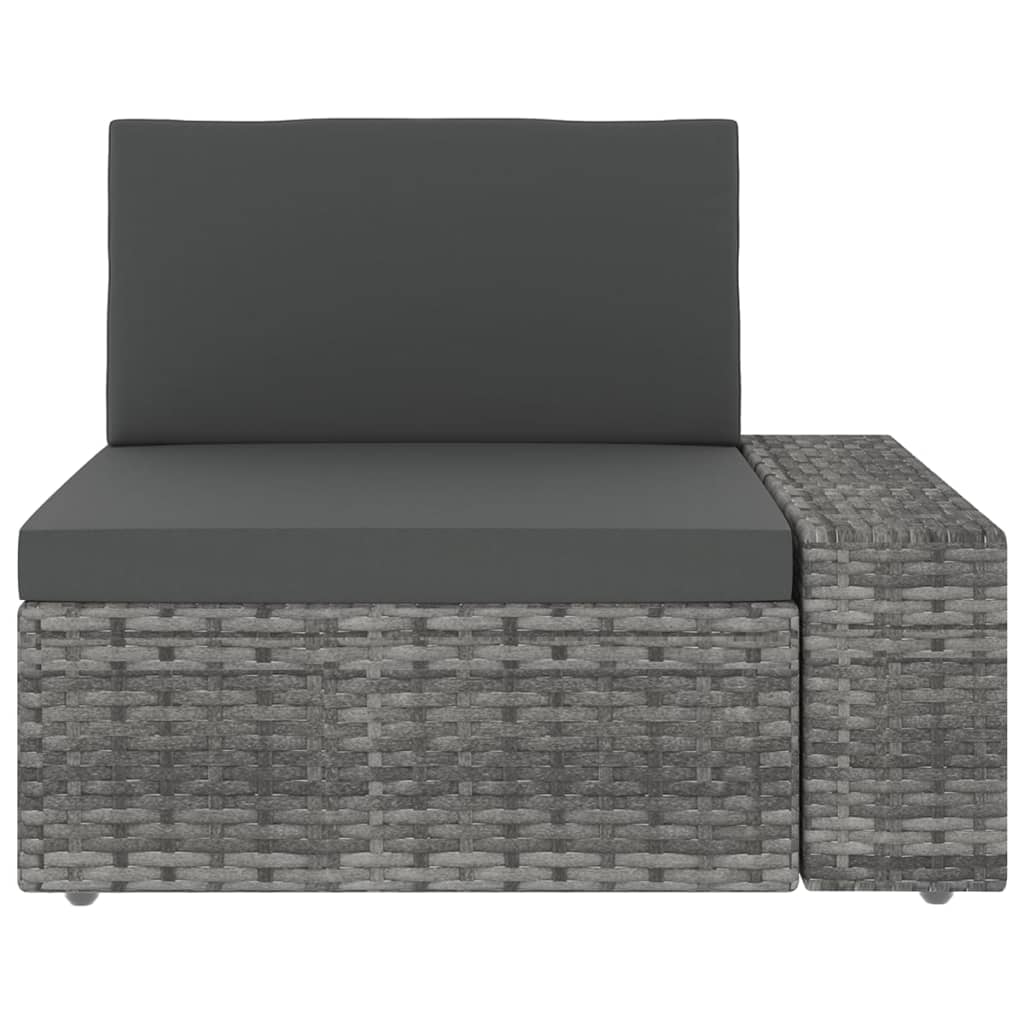 8-tlg. Garten-Lounge-Set mit Kissen Grau Poly Rattan