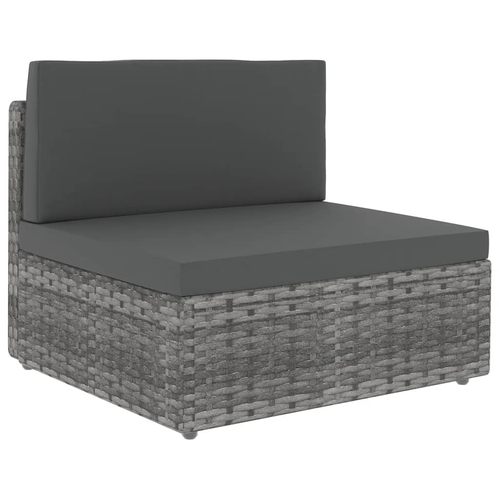 8-tlg. Garten-Lounge-Set mit Kissen Grau Poly Rattan