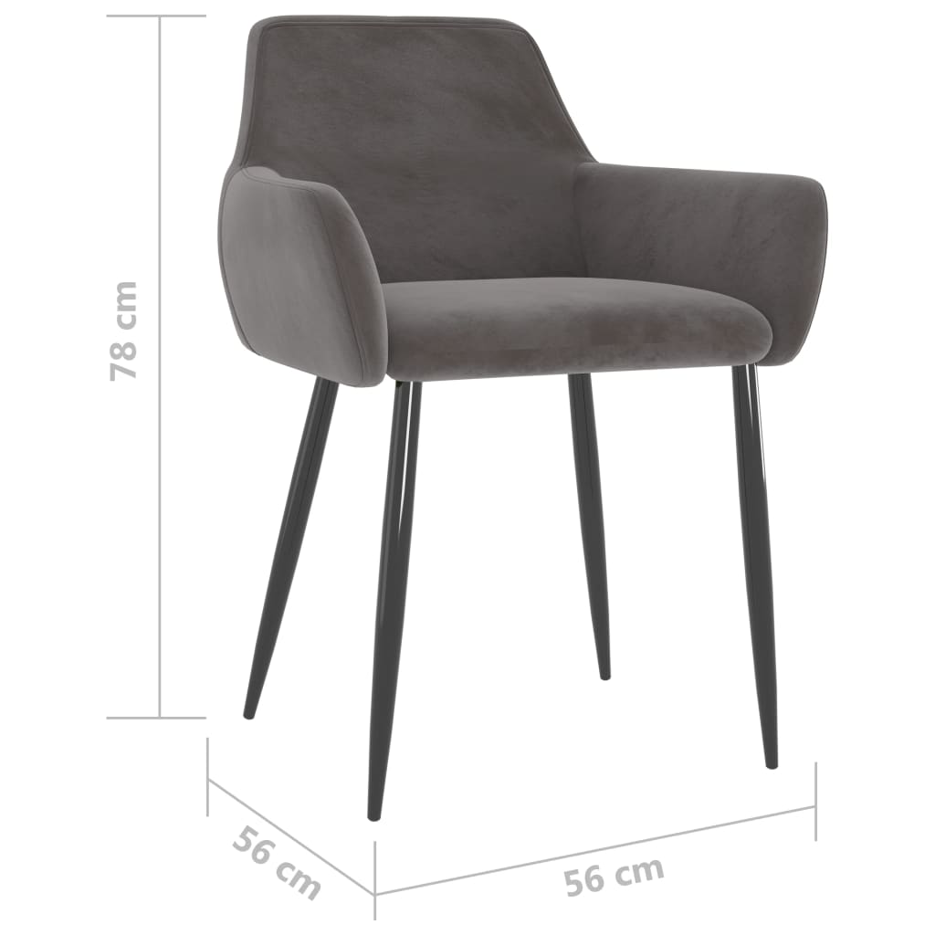 Esszimmerstühle 6 Stk. Dunkelgrau Samt