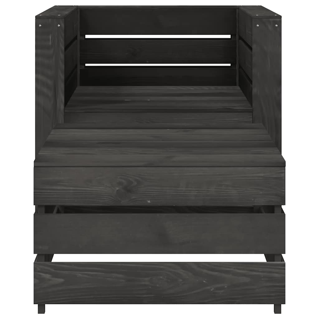 2-tlg. Garten-Paletten-Lounge-Set Kiefernholz Grau Imprägniert