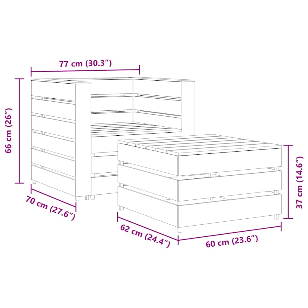 2-tlg. Garten-Lounge-Set aus Paletten Imprägniertes Kiefernholz
