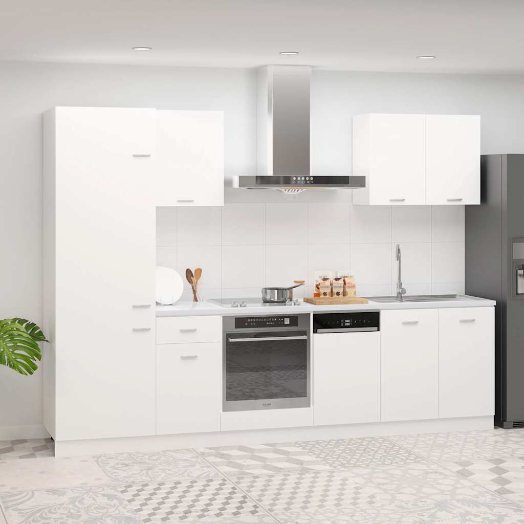 7-tlg. Küchenzeile Lyon Weiß Holzwerkstoff