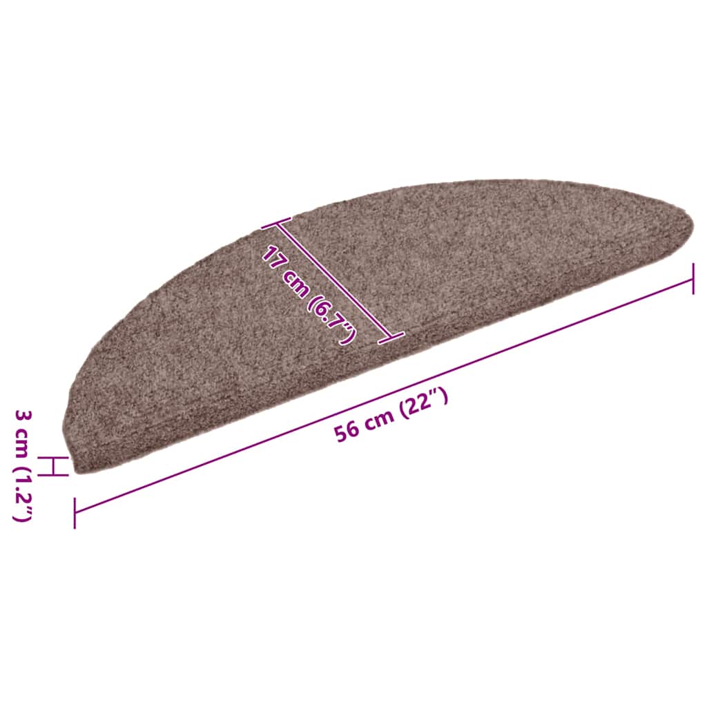 Stufenmatten Selbstklebend 5 Stk. 56x17x3 cm Hellbraun Halbrund