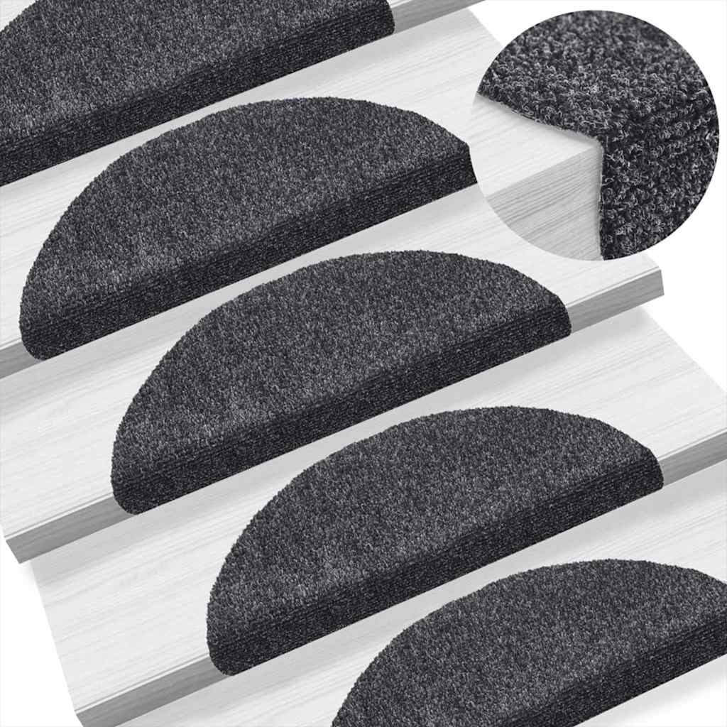 Stufenmatten Selbstklebend 5 Stk. 56x17x3 cm Dunkelgrau Halbrund
