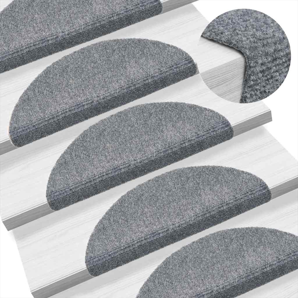 Selbstklebende Treppenmatten 10 Stk. Hellgrau 56x17x3 cm