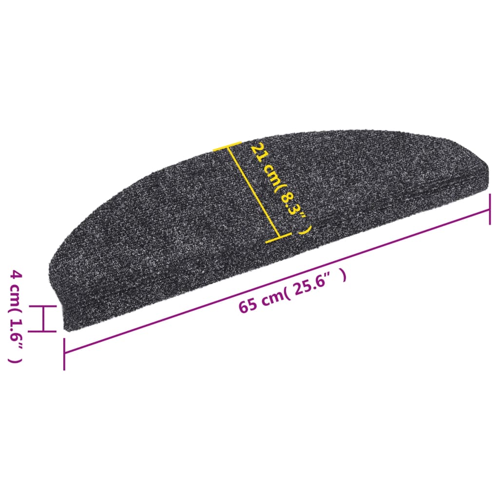 Stufenmatten Selbstklebend 10 Stk. 65x21x4 cm Dunkelgrau Halbrund Groß