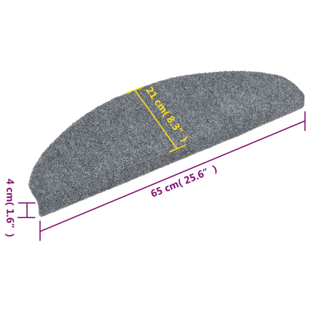 Stufenmatten Selbstklebend 5 Stk. 65x21x4 cm Hellgrau Halbrund Groß