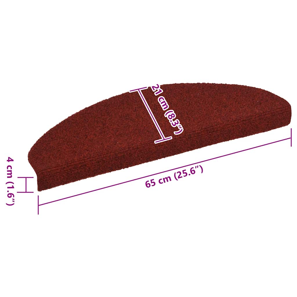 Stufenmatten Selbstklebend 5 Stk. 65x21x4 cm Bordeauxrot Halbrund Groß