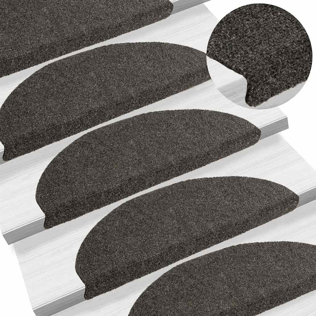 Stufenmatten Selbstklebend 10 Stk. 65x21x4 cm Anthrazit Halbrund Groß