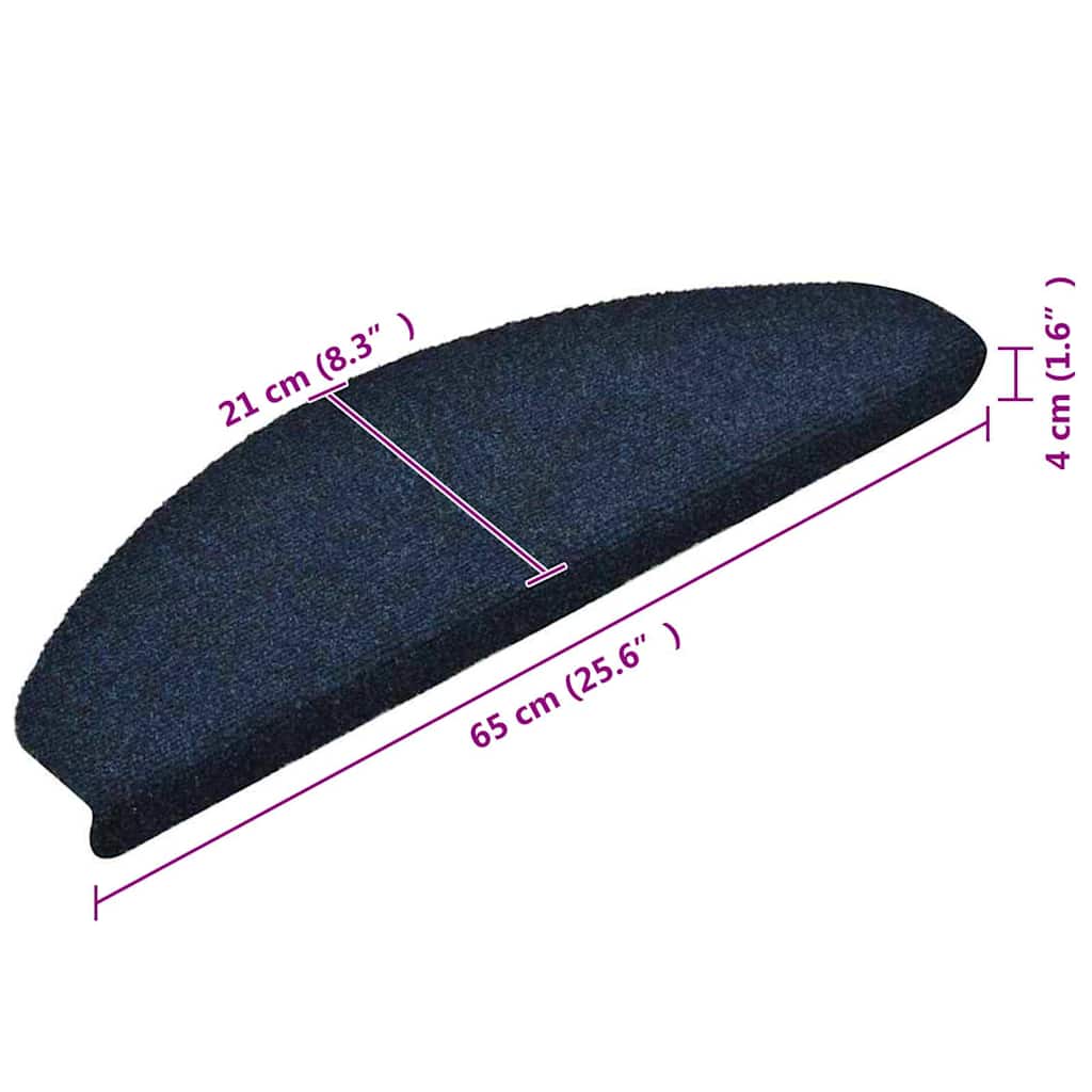Stufenmatten Selbstklebend 10 Stk. 65x21x4 cm Marineblau Halbrund Groß
