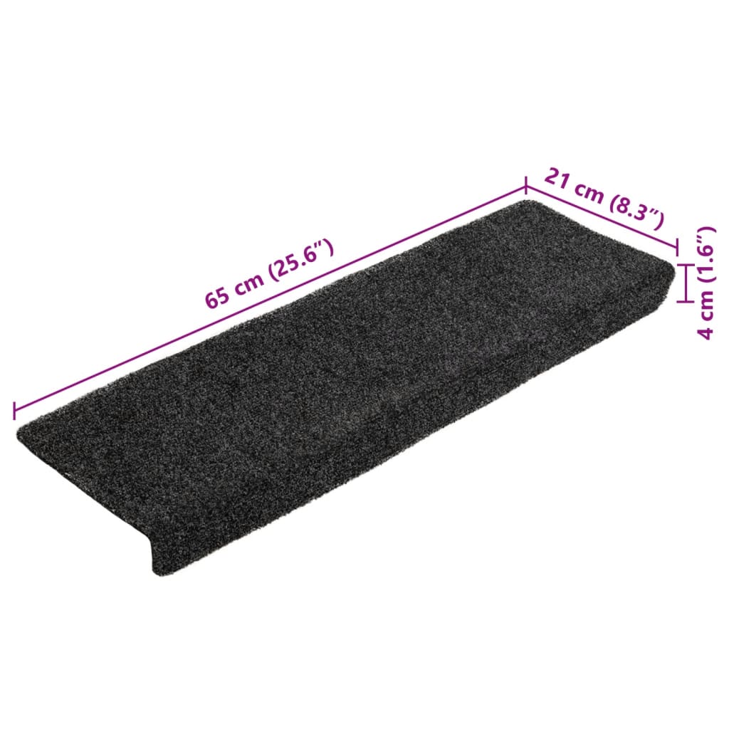 Stufenmatten Selbstklebend 5 Stk. 65x21x4 cm Dunkelgrau Rechteckiger Rand