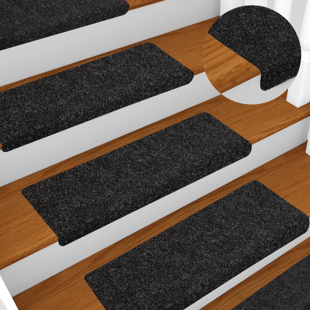 Stufenmatten Selbstklebend 5 Stk. 65x21x4 cm Schwarz Rechteckiger Rand