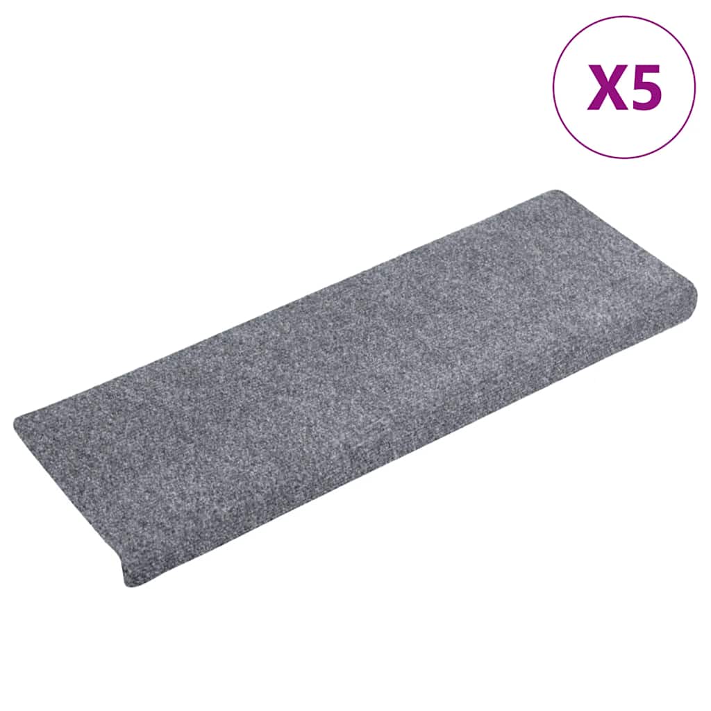 Stufenmatten Selbstklebend 5 Stk. 65x21x4 cm Hellgrau Rechteckiger Rand