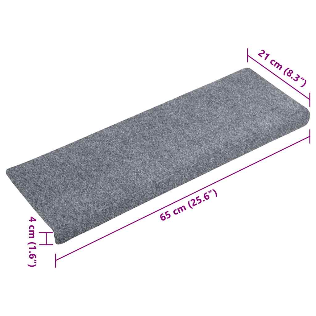 Stufenmatten Selbstklebend 10 Stk. 65x21x4 cm Hellgrau Rechteckiger Rand