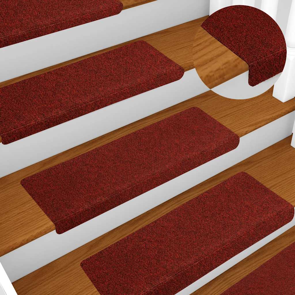 Stufenmatten Selbstklebend 5 Stk. 65x21x4 cm Bordeauxrot Rechteckiger Rand