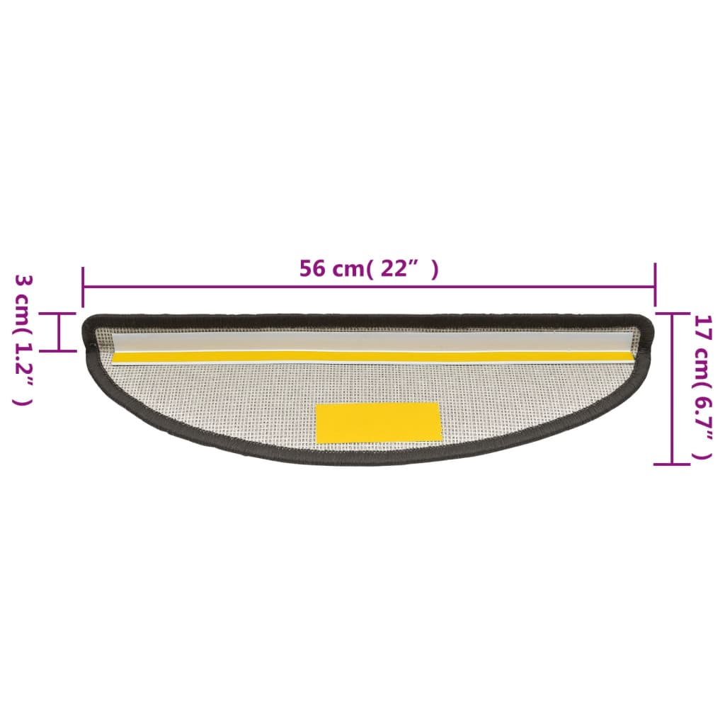 Stufenmatten 10 Stk. 56x17x3 cm Dunkelgrau Halbrund