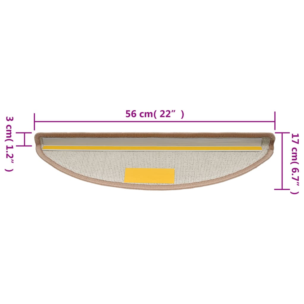 Stufenmatten 10 Stk. 56x17x3 cm Hellbraun Halbrund