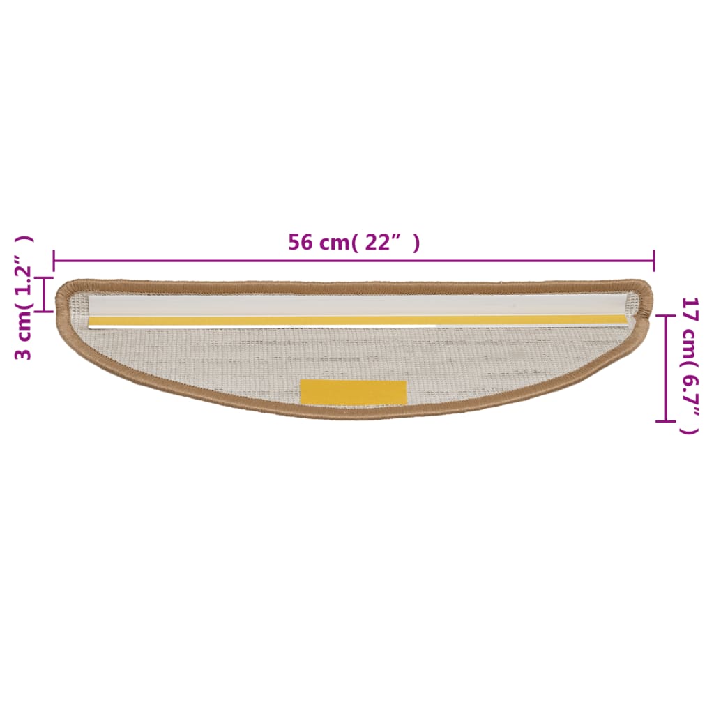 Stufenmatten 10 Stk. 56x17x3 cm Beige Halbrund