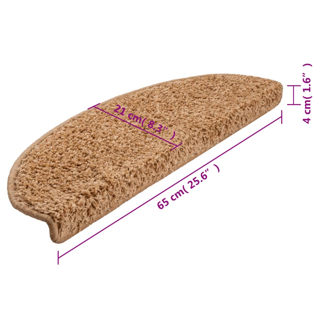 Stufenmatten 10 Stk. 65x21x4 cm Beige Halbrund Groß