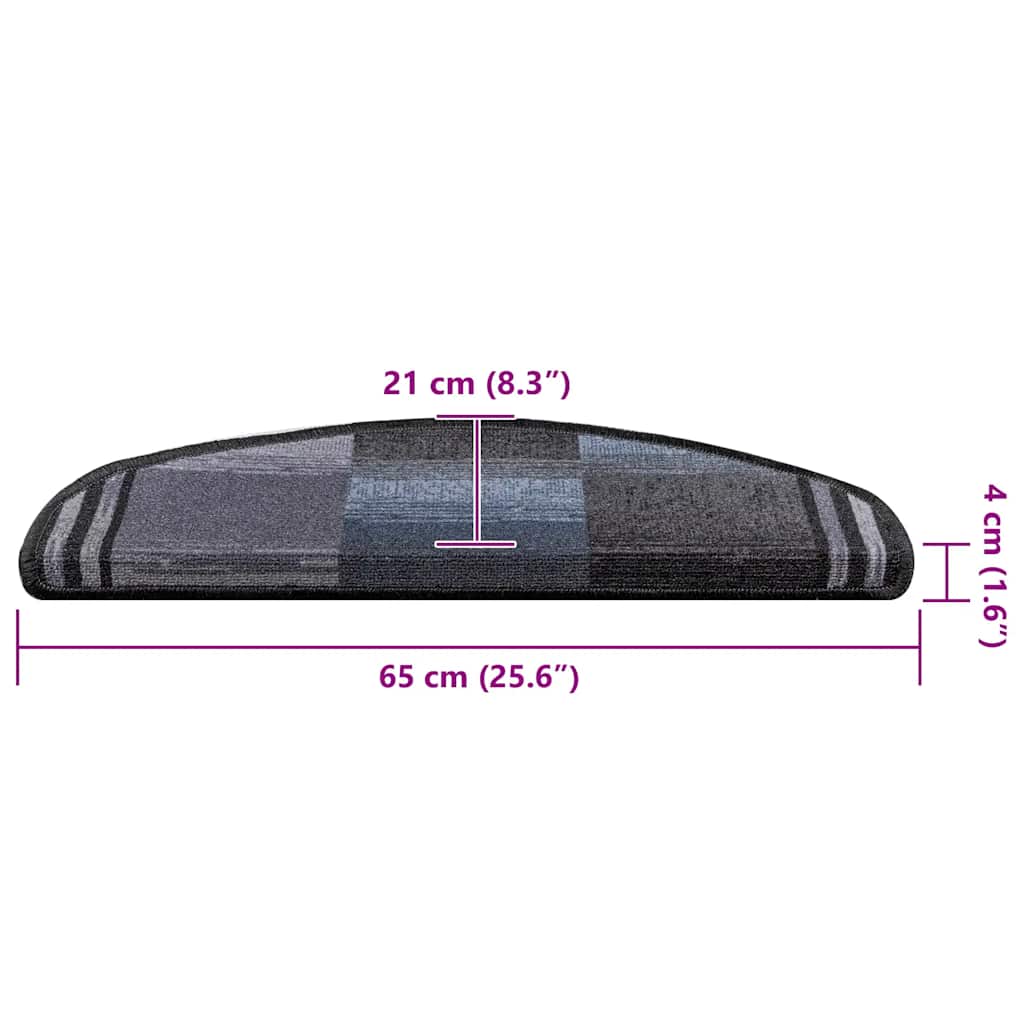 Stufenmatten Selbstklebend 10 Stk 65x21x4 cm Schwarz Grau