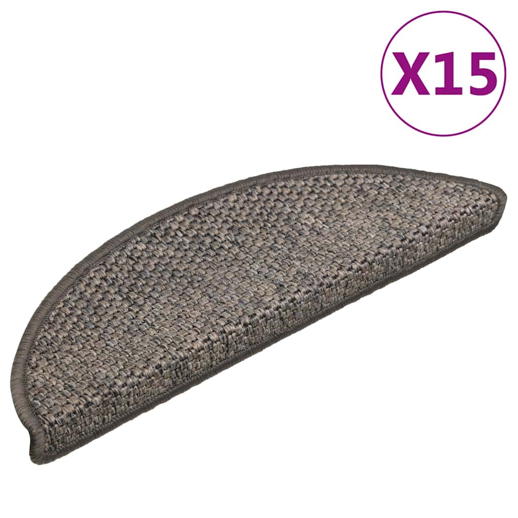 Treppenmatten Selbstklebend Sisal-Look 15 Stk 56x17x3 Grau-Beige