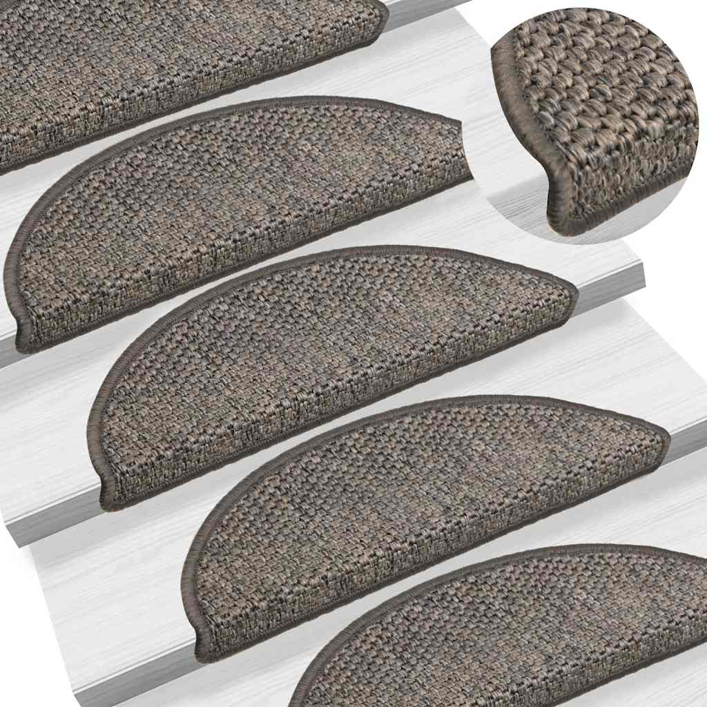 Treppenmatten Selbstklebend Sisal-Look 15 Stk 56x17x3 Grau-Beige