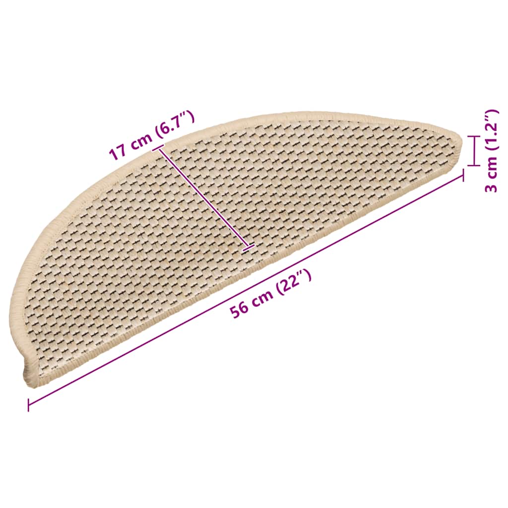 Treppenmatten Selbstklebend Sisal-Look 15 Stk. 56x17x3 Berber