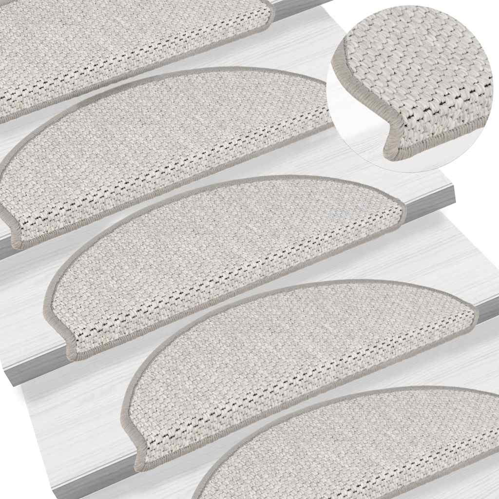 Treppenmatten Selbstklebend Sisal-Look 15 Stk. 65x21x4 Platina
