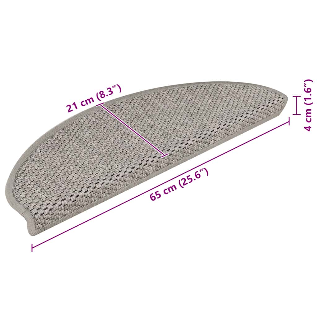 Treppenmatten Selbstklebend Sisal-Look 15 Stk. 65x21x4 Silbern