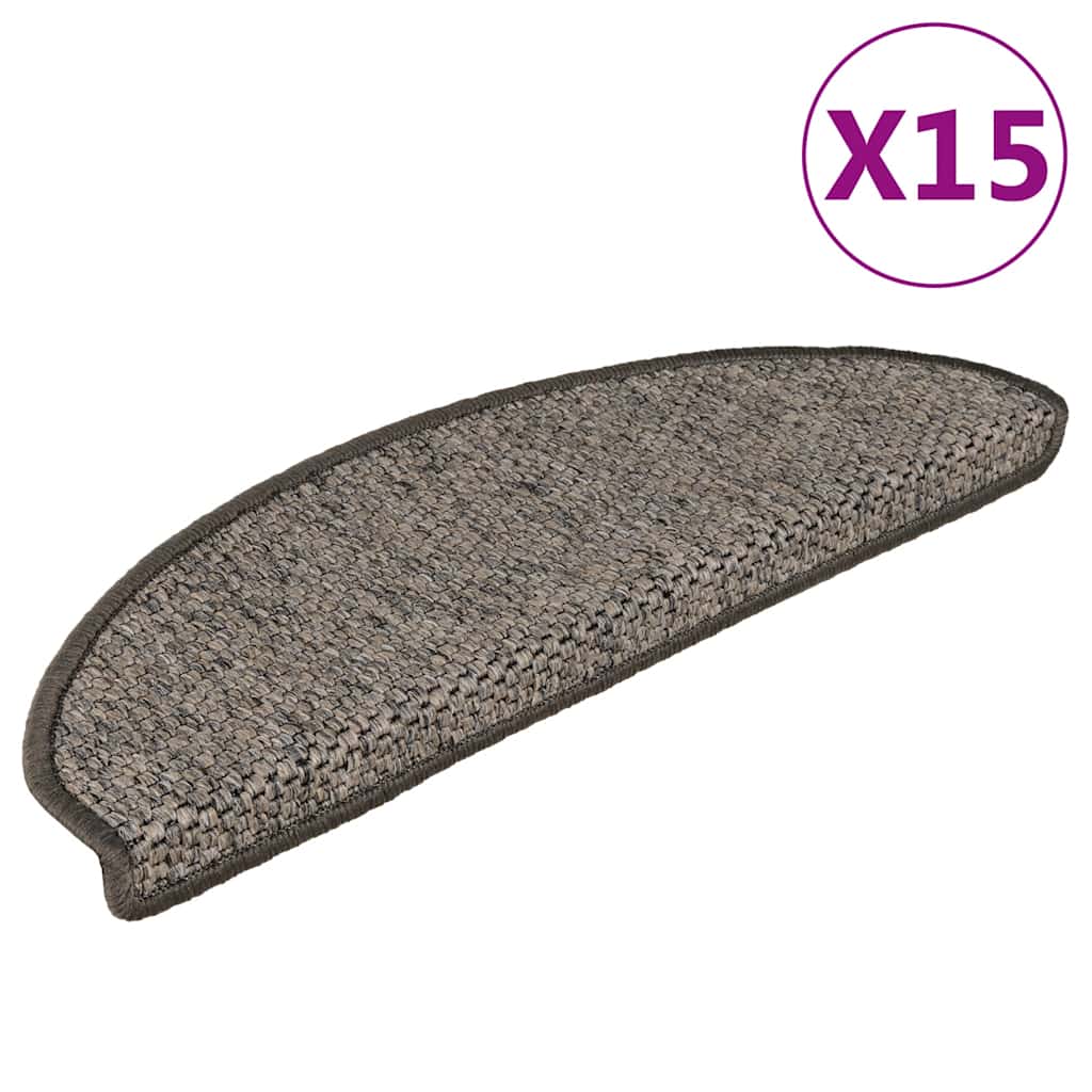 Treppenmatten Selbstklebend Sisal 15 Stk. 65x21x4 cm Grau-Beige