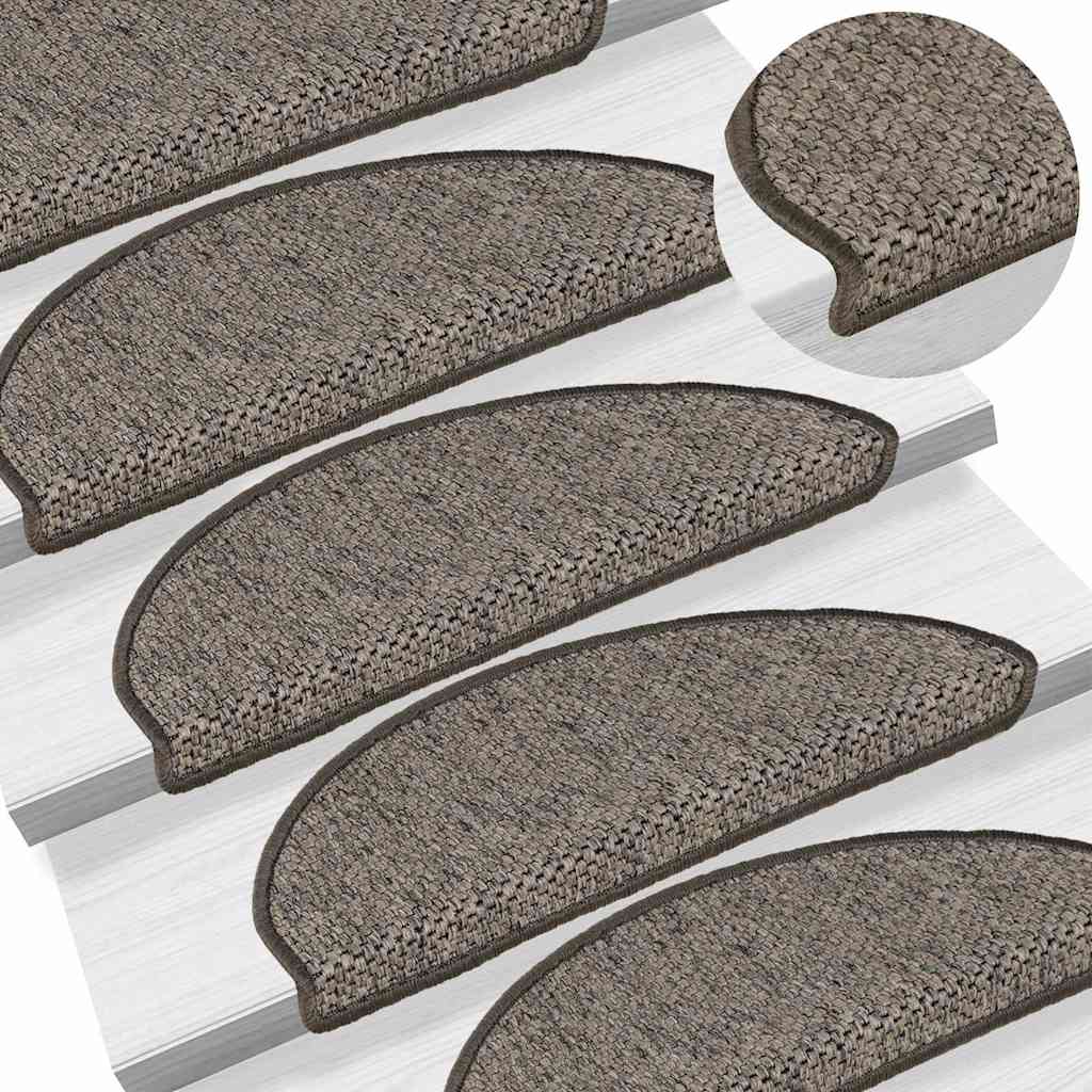 Treppenmatten Selbstklebend Sisal 15 Stk. 65x21x4 cm Grau-Beige