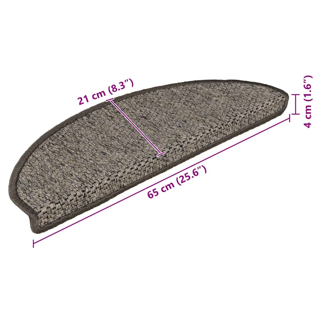 Treppenmatten Selbstklebend Sisal 15 Stk. 65x21x4 cm Grau-Beige