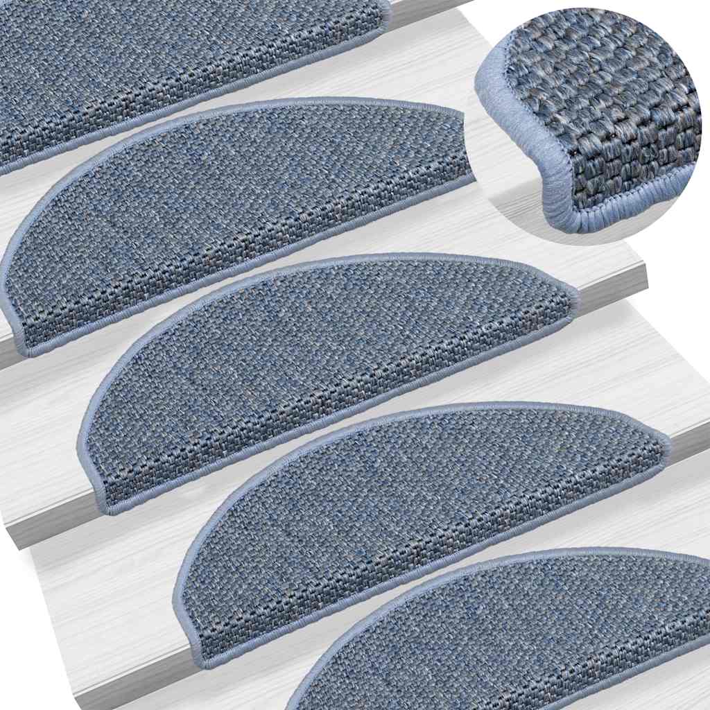Treppenmatten Selbstklebend Sisal-Optik 15 Stk. 65x21x4 cm Blau
